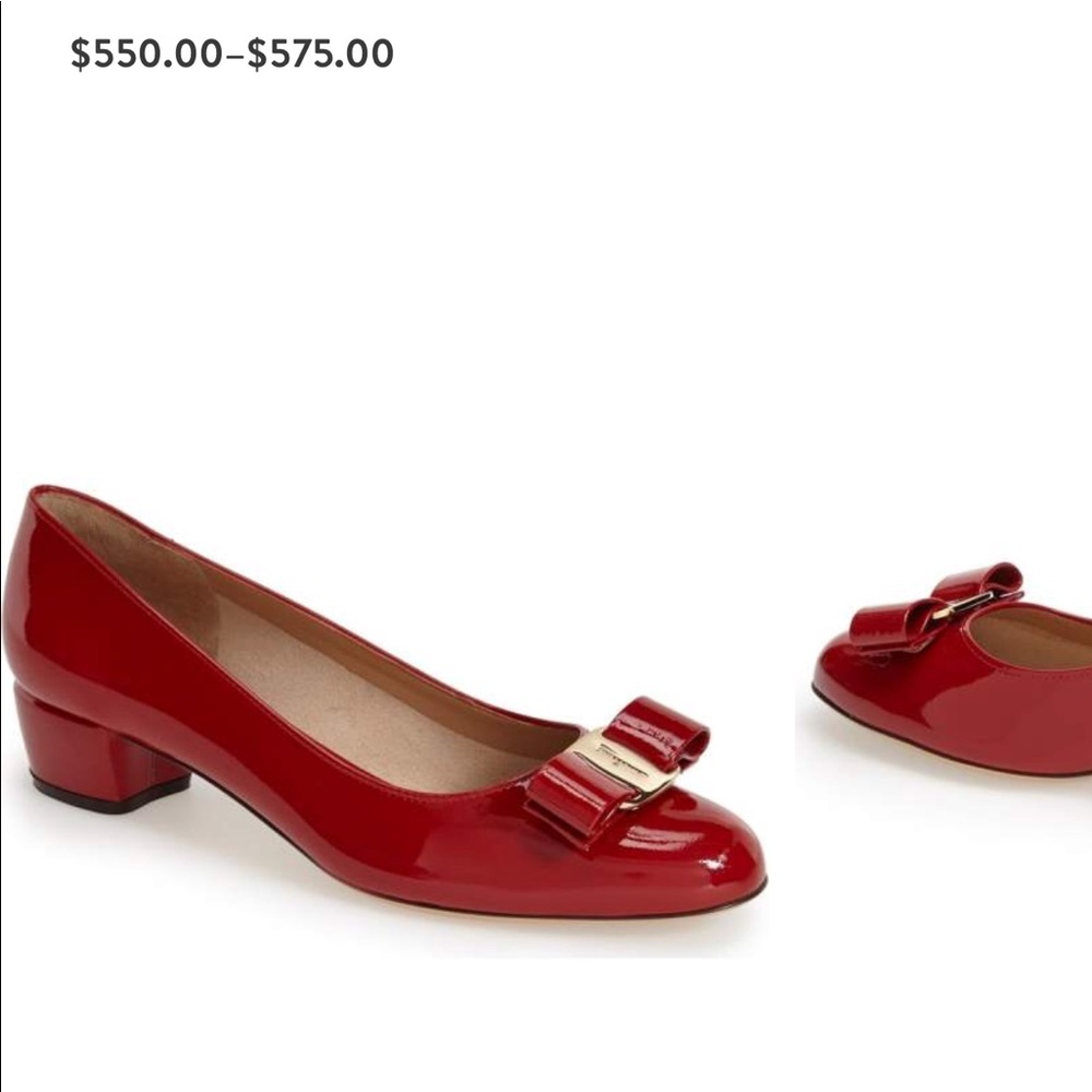 NFS Salvatore Ferragamo Vara Pump in Patent Red